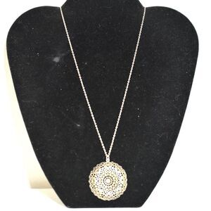 Enchanting Vintage 925 Sterling Intricate Filigree Lace 18" Pendant Necklace